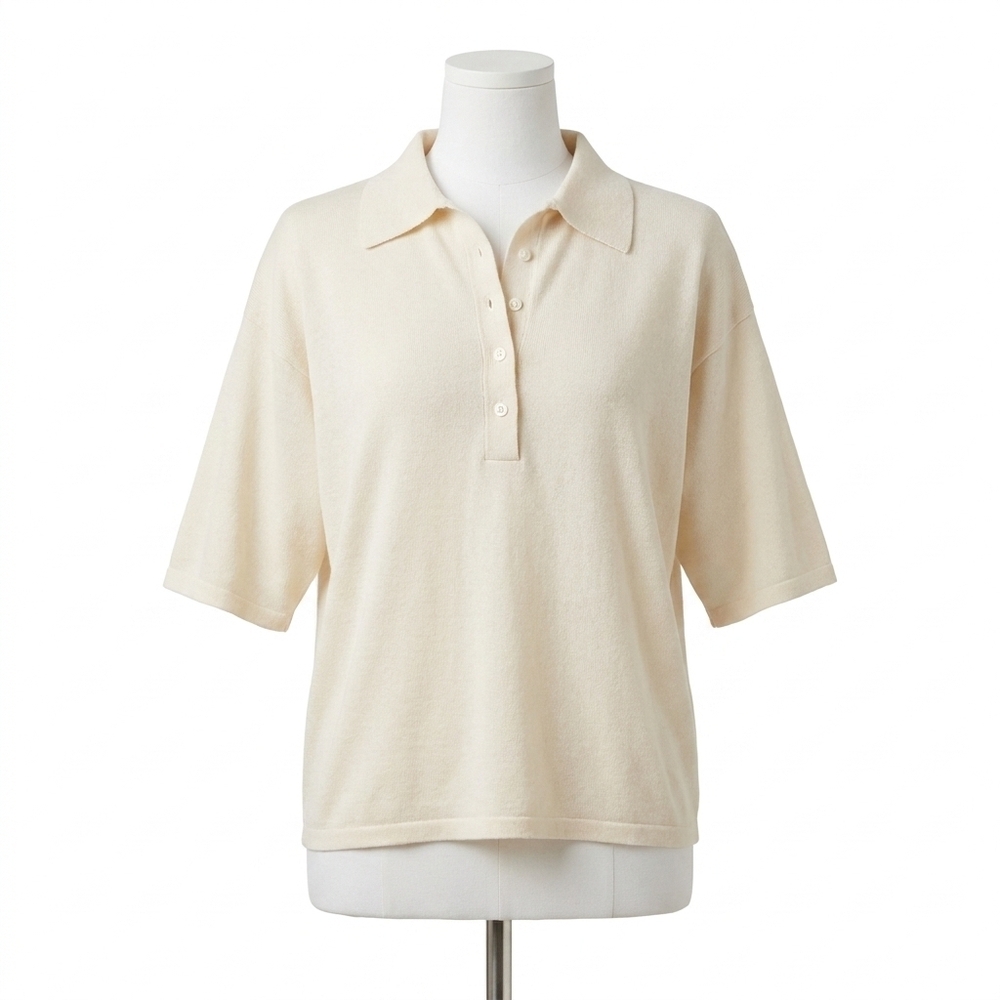 NEW SPRWMN short sleeve oversized polo in chalk